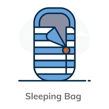 Açık hava uyku tulumu simgesi düz stil  