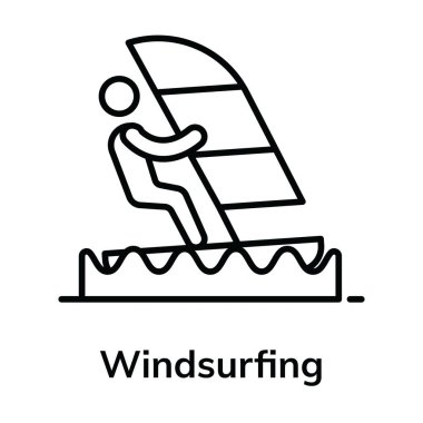 Açık deniz sporu, düz tasarım rüzgar sörfü ikonu 