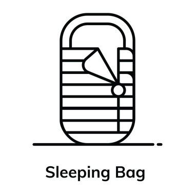 Açık hava uyku tulumu simgesi düz stil  