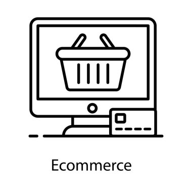 Ekommerce, düzenlenebilir düz vektörün moda simgesi 