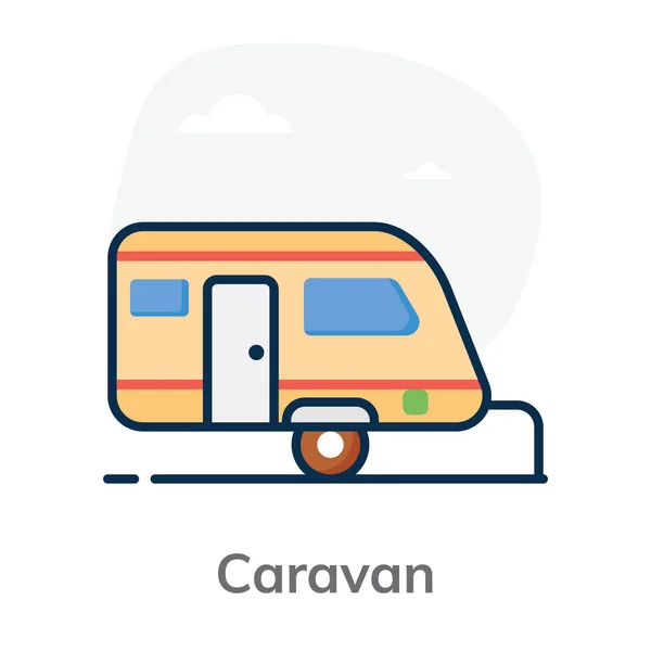 Icône Véhicule Automoteur Dessin Plat Vecteur Caravane — Image vectorielle