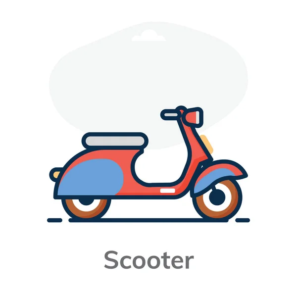 Basic Scooter Pictogram Ontwerp Vlakke Vector Twee Wielen Motorvoertuig — Stockvector