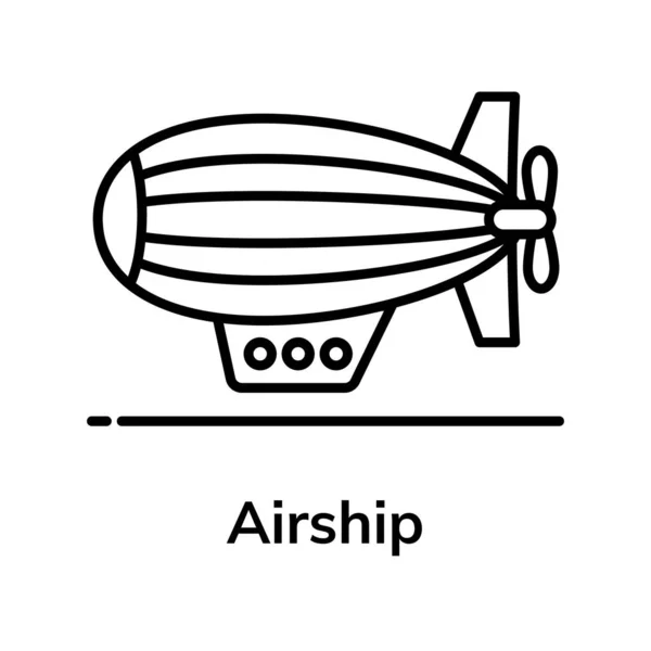 Ikon Penyuntingan Datar Blimp Udara Konsep Vektor Pesawat - Stok Vektor