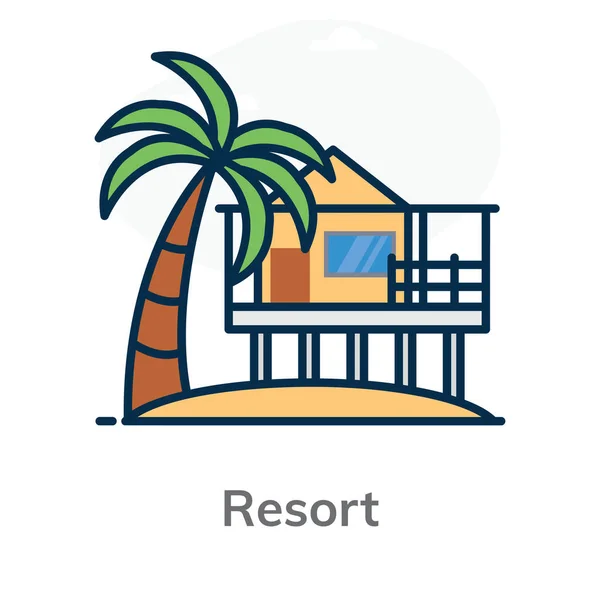 Hermoso Resort Icono Plano Vector Editable — Vector de stock