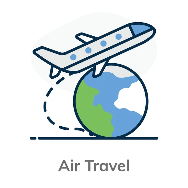 비행기 여행의 아이콘을 상징하는 비행기가 — 스톡 벡터