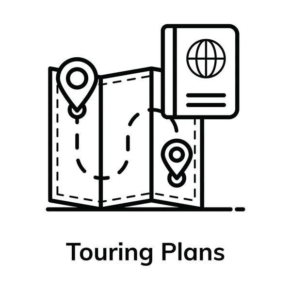Düz Vektörlü Tur Planlarının Simge Tasarımı — Stok Vektör