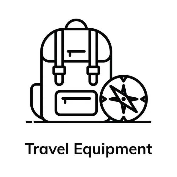 Ícone Mochila Itinerante Com Bússola Equipamento Viagem Estilo Plano —  Vetores de Stock