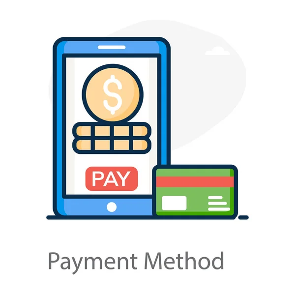 Mode Paiement Carte Crédit Avec Téléphone Portable Plat — Image vectorielle