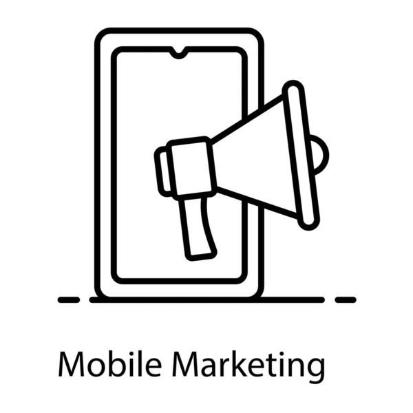 Megaphone Smartphone Mobile Marketing Flat Vector — Stock Vector