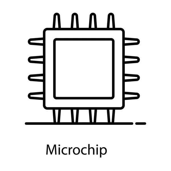 Mikrochip Symbol Flacher Vektor Integrierter Schaltung — Stockvektor