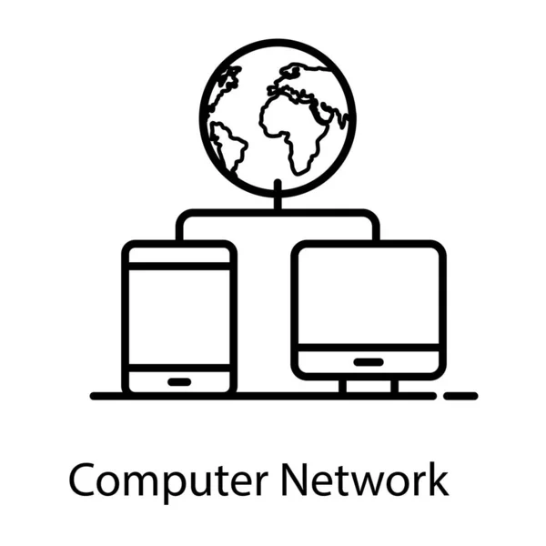 Uno Stile Icona Rete Computer Vettore Piatto Infrastruttura Rete — Vettoriale Stock