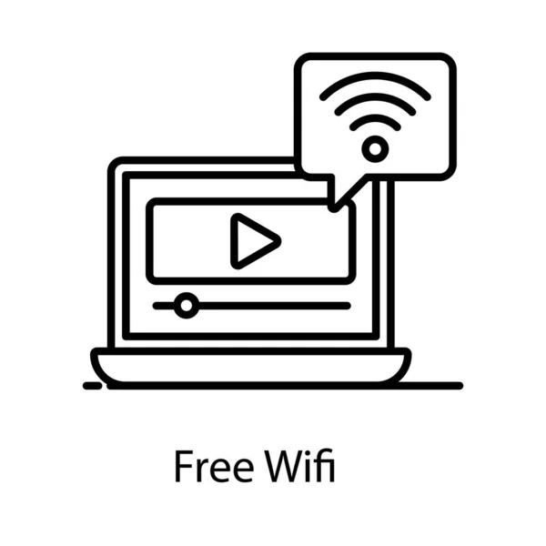 Free Wifi Signals Video Streaming Flat Style — Stock Vector
