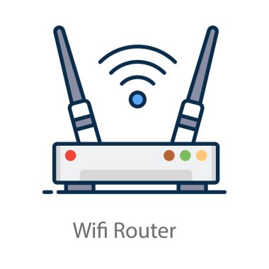 Wi-Fi yönlendiricisinin bir simge biçimi, düz vektör içinde dsl 