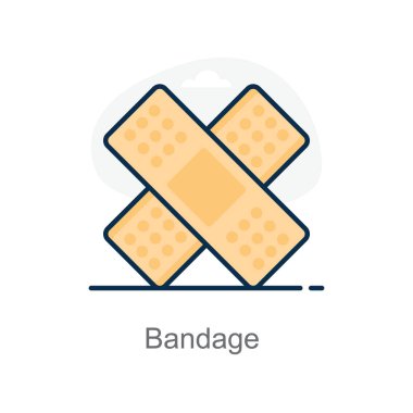 Modern düz stil tıbbi alçı ikonu, bandajlar 