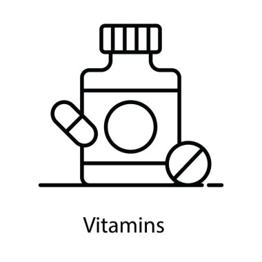 Sıkıştırılabilir şişedeki vitamin ikonu, düzenlenebilir düz vektör 