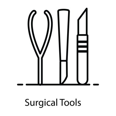 Modern düz stil cerrahi araçların moda simgesi 