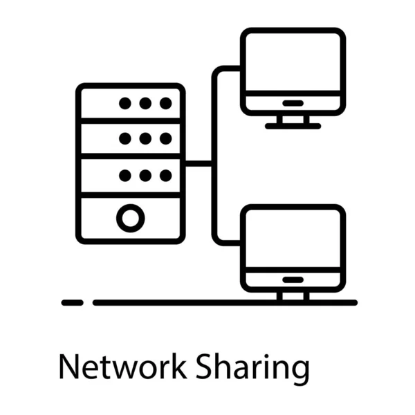 Condivisione Rete Stile Vettoriale Rete Lan — Vettoriale Stock