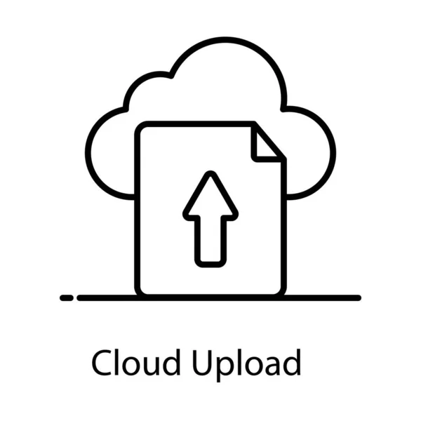 Datei Mit Aufwärtspfeil Mit Wolke Flacher Vektor Des Wolkenhochladens — Stockvektor