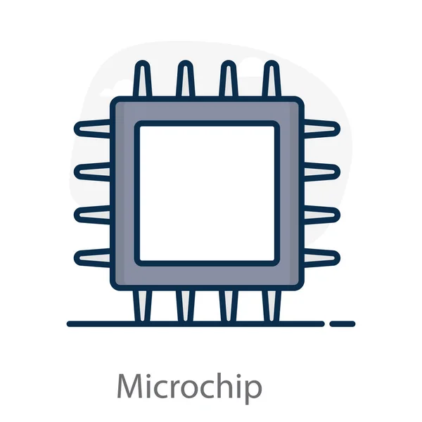 Ikona Mikroczipa Wektor Płaski Układu Scalonego — Wektor stockowy