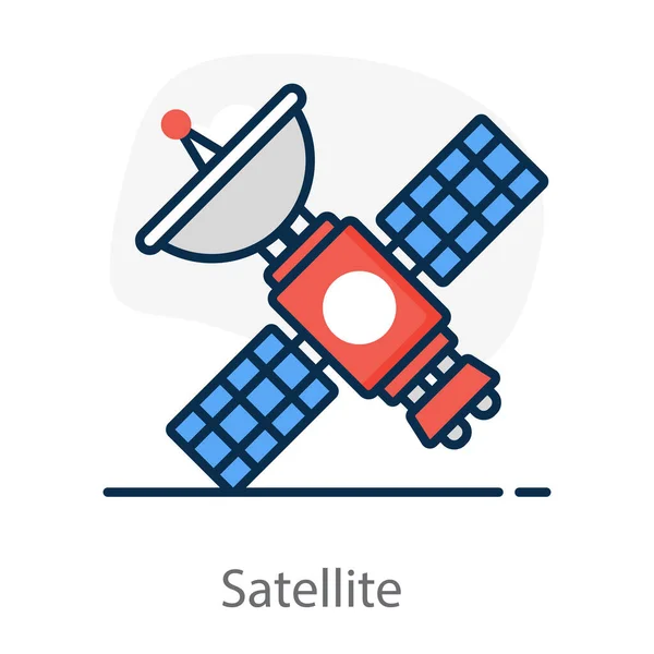 Ikona Satelity Nowoczesnym Płaskim Stylu Sztuczny Satelita — Wektor stockowy