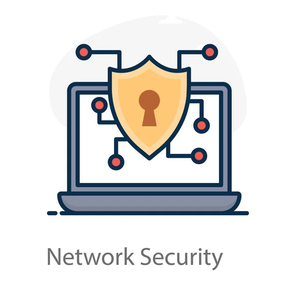 Vector Network Security Safety Shield Connected Nodes — Stock Vector