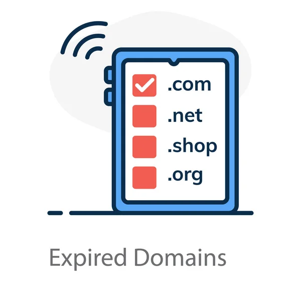 Lejárt Domainek Vektor Stílus Internet Domainek Szerkeszthető Stílusban — Stock Vector