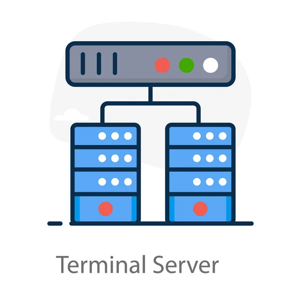 Icono Del Servidor Terminal Escritorio Remoto Estilo Editable — Vector de stock