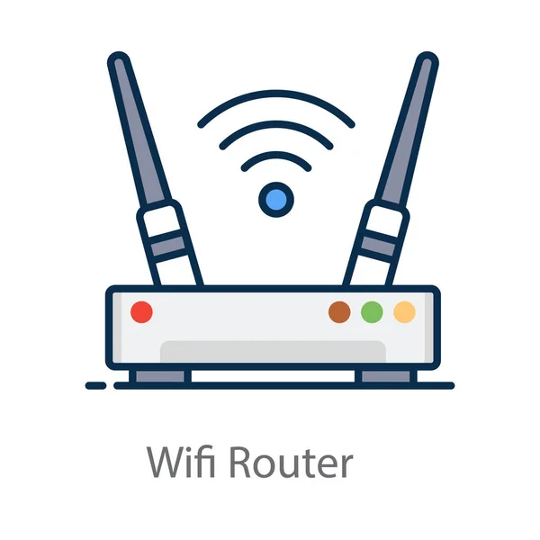 Icono Estilo Router Wifi Dsl Vector Plano — Vector de stock