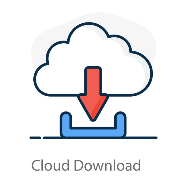 Vektor Des Cloud Downloads Flachen Stil — Stockvektor