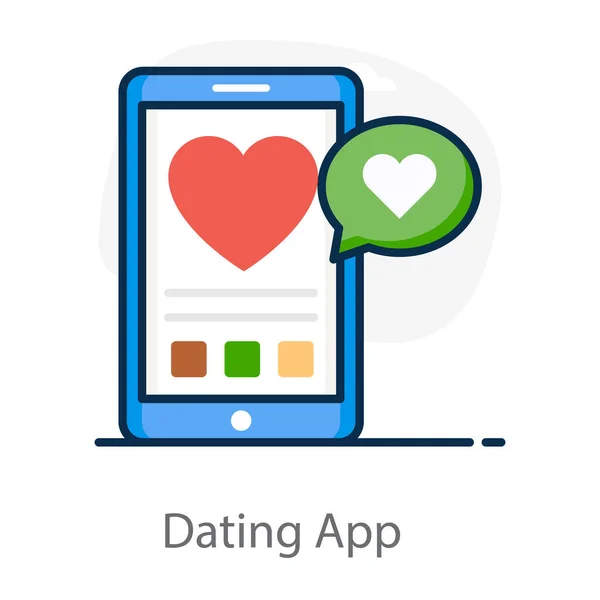 Vector Dating App Virtual Relationship Flat Style — Stock Vector