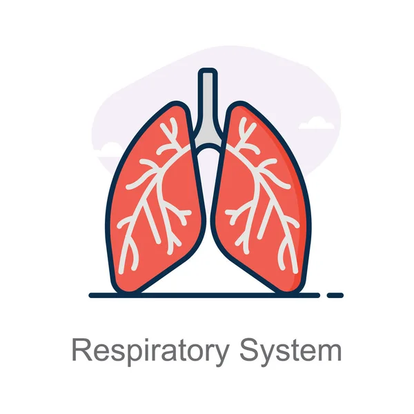 Ícone Sistema Respiratório Estilo Plano Moderno — Vetor de Stock