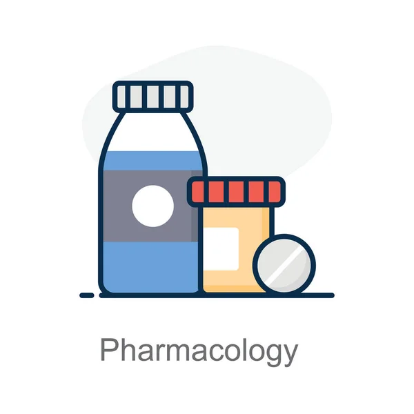 Pillole Dentro Una Bottiglia Farmacologia — Vettoriale Stock