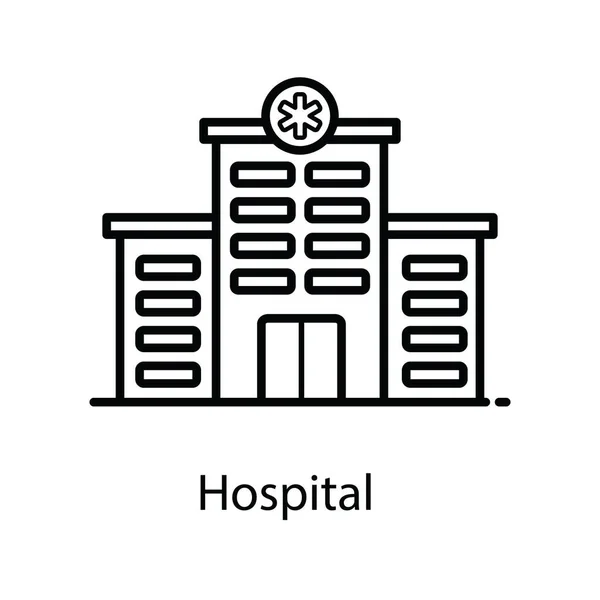 Basic Design Icona Piatta Edificio Ospedaliero — Vettoriale Stock