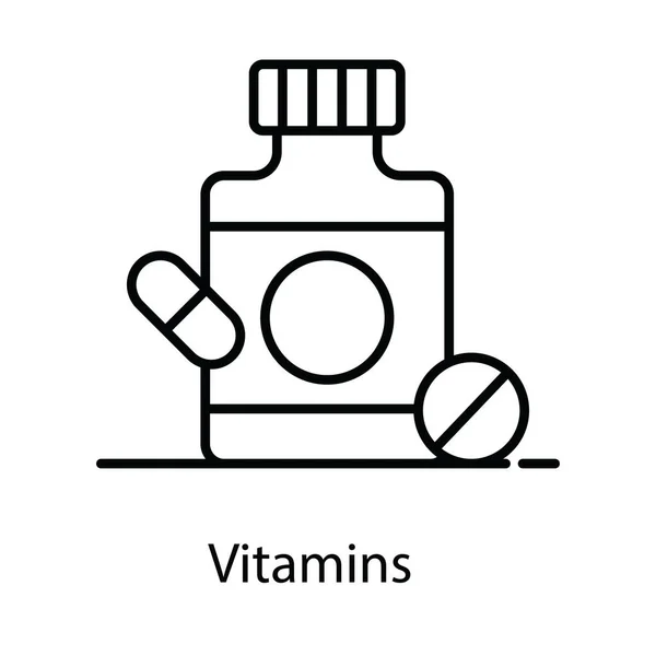 Icono Vitaminas Botella Exprimible Vector Plano Editable — Vector de stock