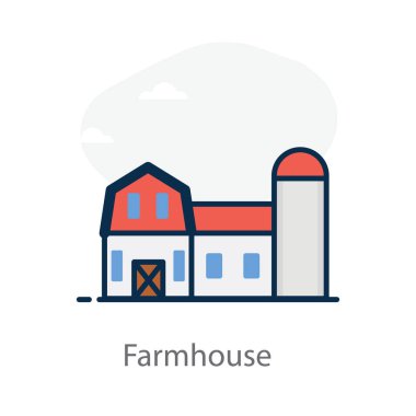 Modern düz stil çiftlik evi vektörü 