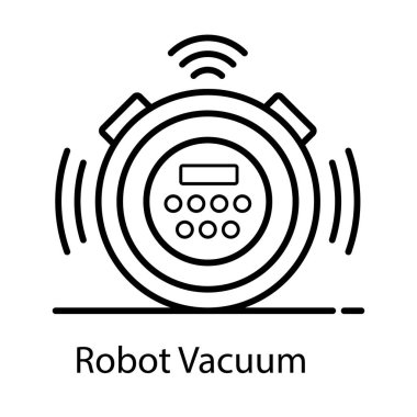 Robot vakumunun vektör biçimi, düzenlenebilir düz simge 