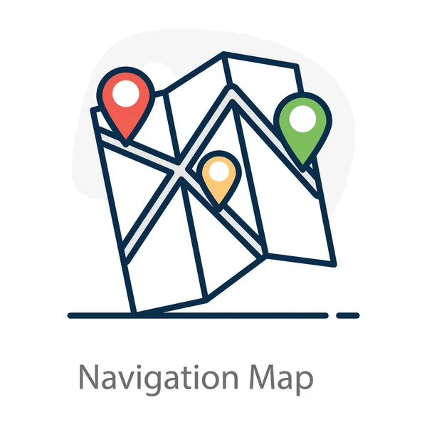 Дизайн Иконки Навигационной Карты Плоском Векторе — стоковый вектор