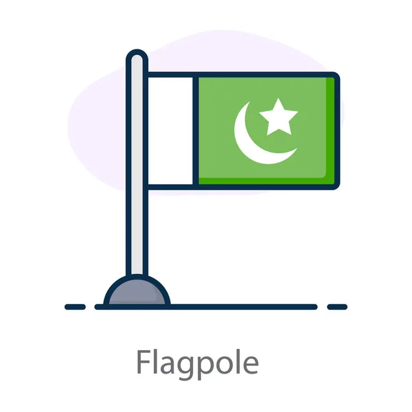 Ícone Bandeira Paquistão Estilo Plano Vetor Flagpole — Vetor de Stock