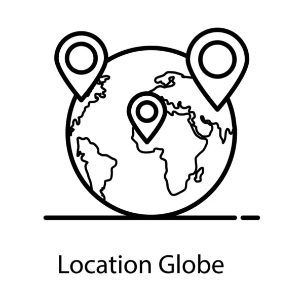 Pin Ukazatele Globem Označující Globální Umístění Ikony — Stockový vektor