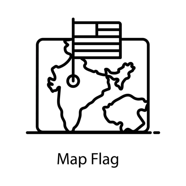 Kaart Vlag Pictogram Bewerkbaar Vectorontwerp — Stockvector