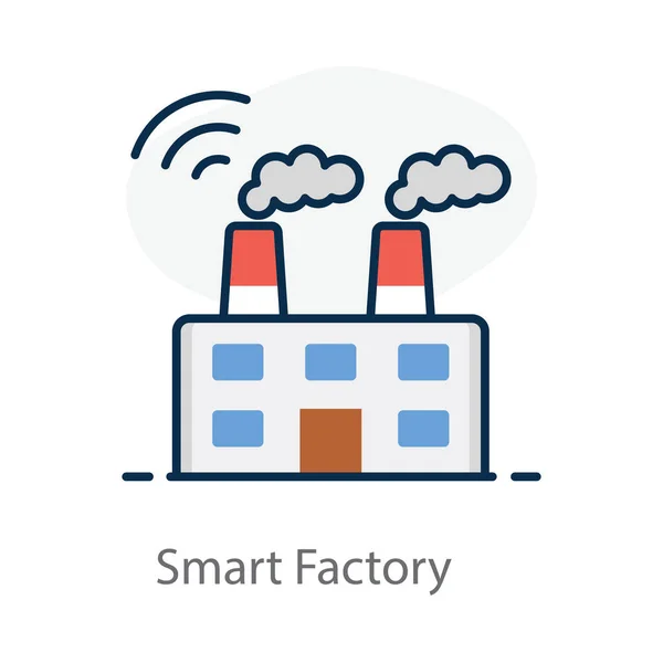 Modern Düz Tarzda Akıllı Bir Fabrika Vektörü — Stok Vektör