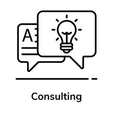 Simge biçimi danışma, üzerinde ampul olan konuşma balonu 