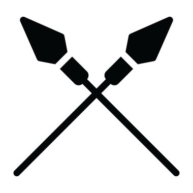 Eski bir Afrikalı silah aletleri ikonu, çapraz mızrakların katı tasarımı 