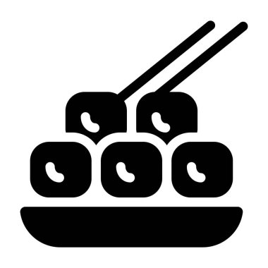 Japon suşisi tepside servis edilir, düzenlenebilir kabartma vektörü. 