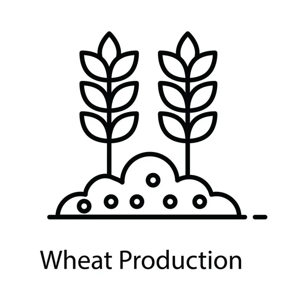 Podstawowe Styl Ikony Produkcji Pszenicy Wektor Edytowalny — Wektor stockowy