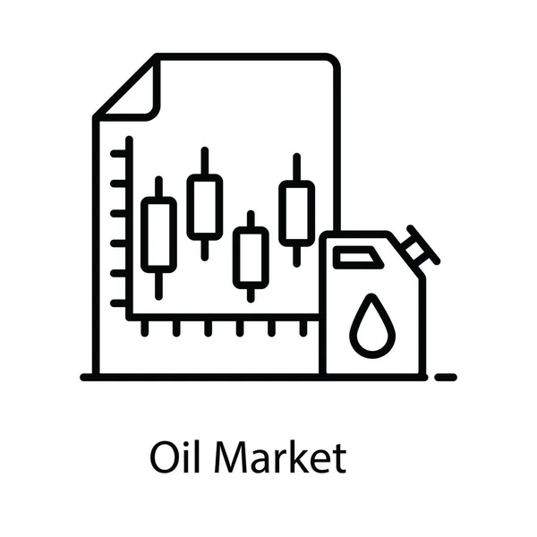 Icona Del Rapporto Del Mercato Petrolifero Stile Moderno Piatto — Vettoriale Stock