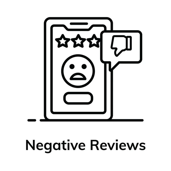 Basic Sad Emoticon Smartphone Flat Vector Negative Reviews — Stock Vector