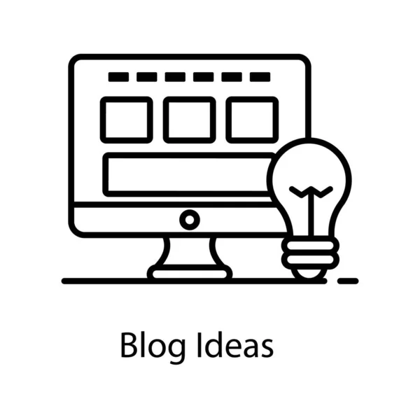 Ícone Conceito Ideia Blog Design Vetorial Plano — Vetor de Stock