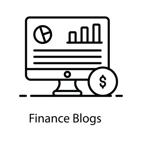 Business Data Monitor Dollar Denoting Finance Blog Icon — Stock Vector