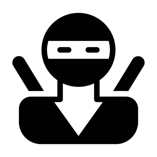 Japanische Ninja Kämpfer Ikone Vektor Des Kriegers Gefülltem Stil — Stockvektor